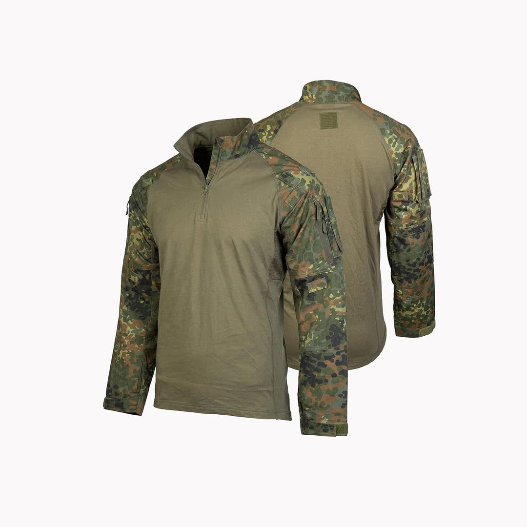 Mil-Tec Feldhemd Tactical 2.0 für Herren • Slim Fit Einsatzhemd mit Reissverschlusstaschen &amp; Klettfl
