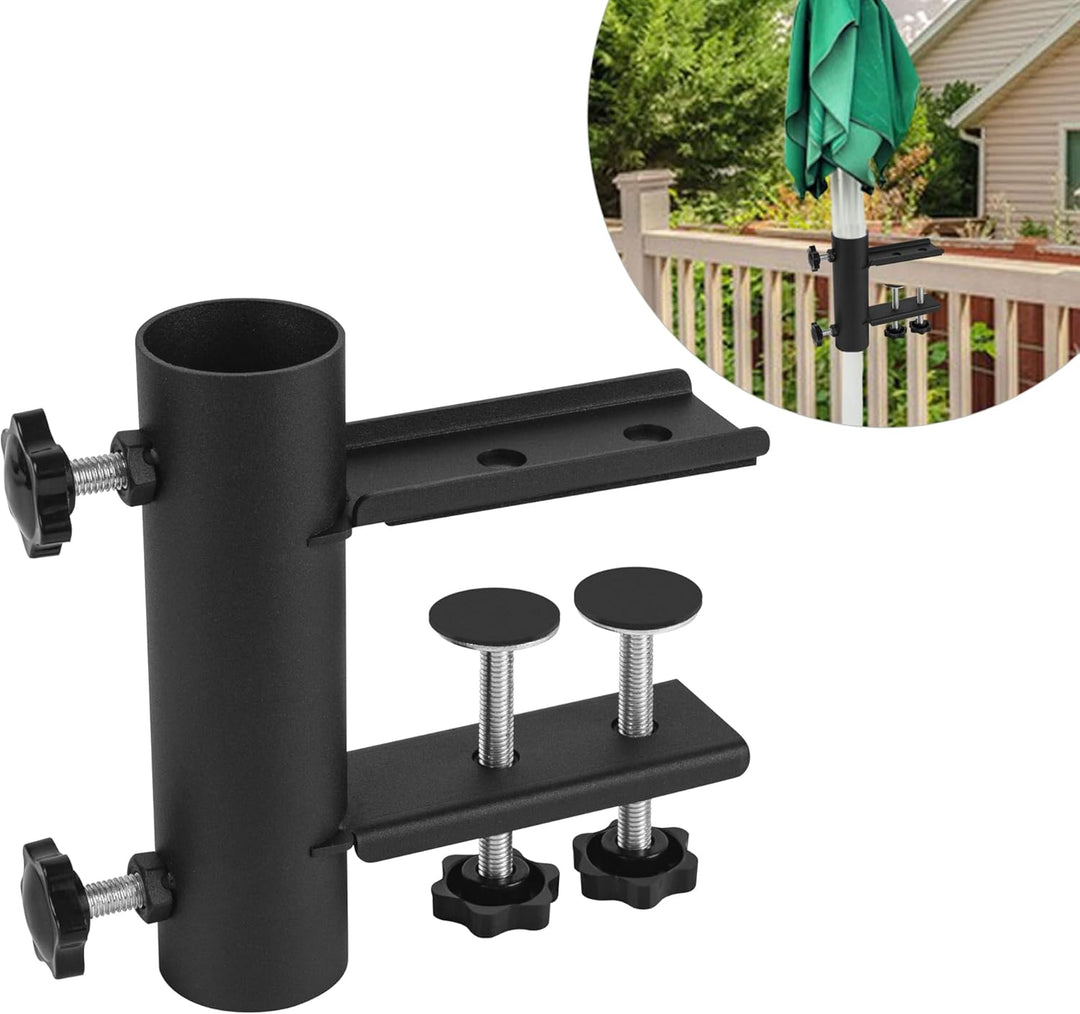 VANROUG Sonnenschirmständer für eckige Balkongeländer(15 mm - 63 mm), Schirmdurchmesser (23 mm - 38