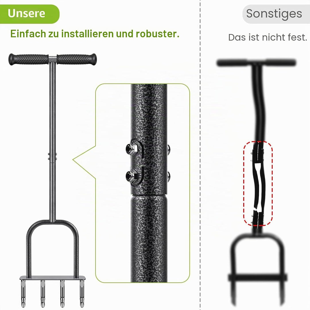Dolibest Rasenlüfter Aerifiziergabel 4 Hohlspoon/Halboffener | Bodenlüfter Rasenlöcher Rasenspecht R