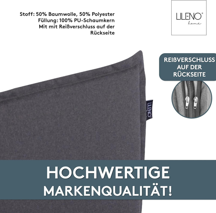 LILENO HOME Gartenstuhl Auflagen als [2er Set - Hochlehner] in Anthrazit Y - bequeme Liegen als Sitz