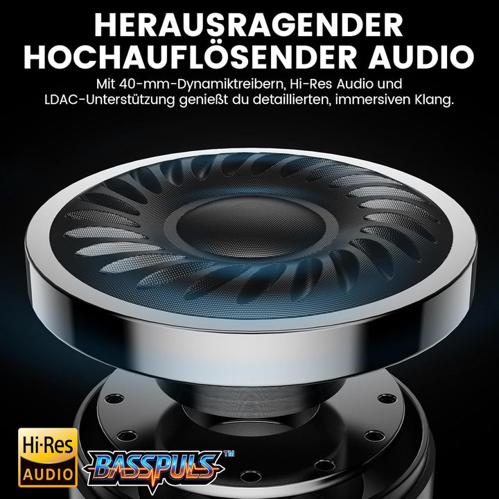 1Mii Y8 Kabellose Bluetooth Kopfhörer, Hybrid Active Noise Cancelling, LDAC Hi-Res Audio, 75h Spielz