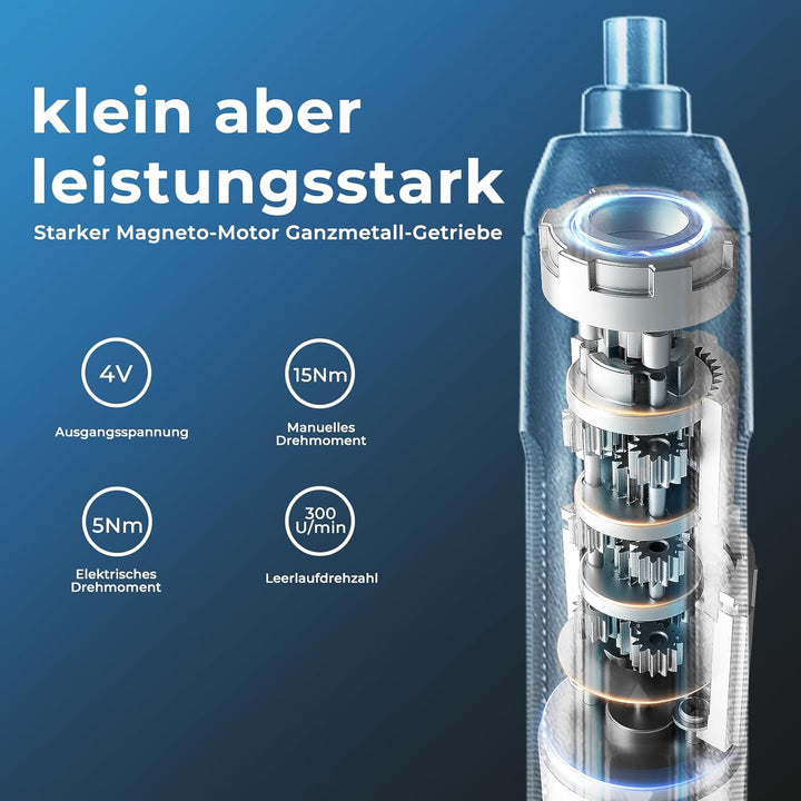 DongCheng Mini Akkuschrauber, 4V Akkuschrauber klein, 2000 mAh Lithium-Ionen-Akku, 3 Drehmoment, max