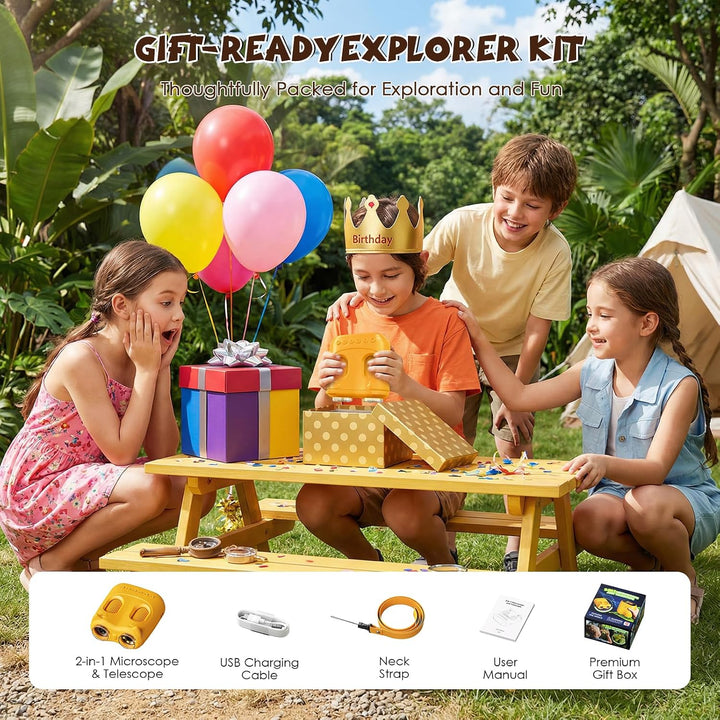 ARNSSIEN Digitalkamera mit 2-in-1 digitales mikroskop für Kinder &amp; Teleskop | 1000X Kinder mikroskop