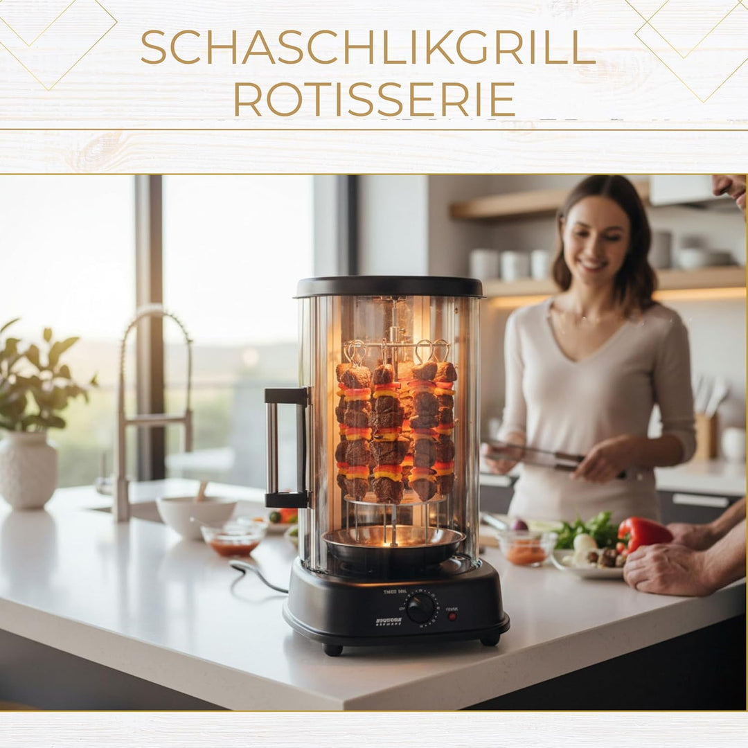 Syntrox Germany Dönergrill Hähnchengrill Gyrosgrill mit Glastür Rotissiere Gyros Kebab RO-1500W-21L