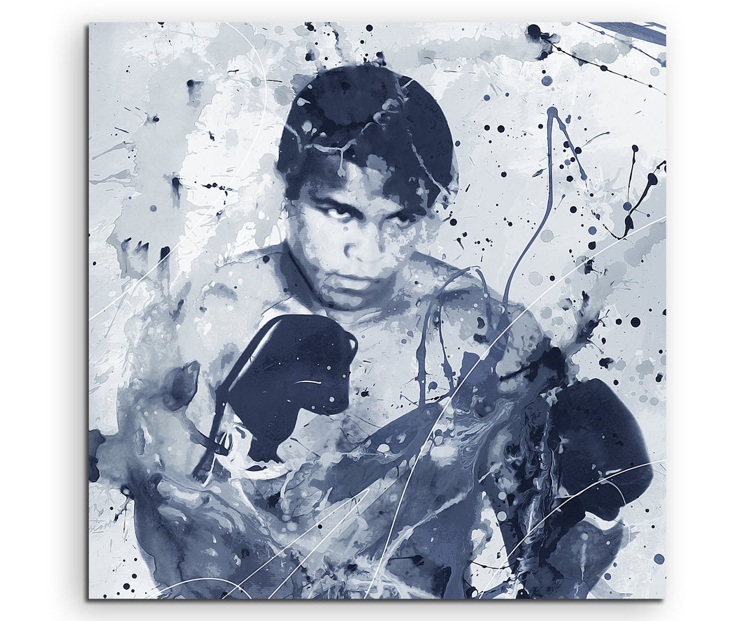 Muhammad Ali Art 60x60cm - Wandbild als Kunstbild Malerei Fotoleinwand fertig auf Keilrahmen direkt