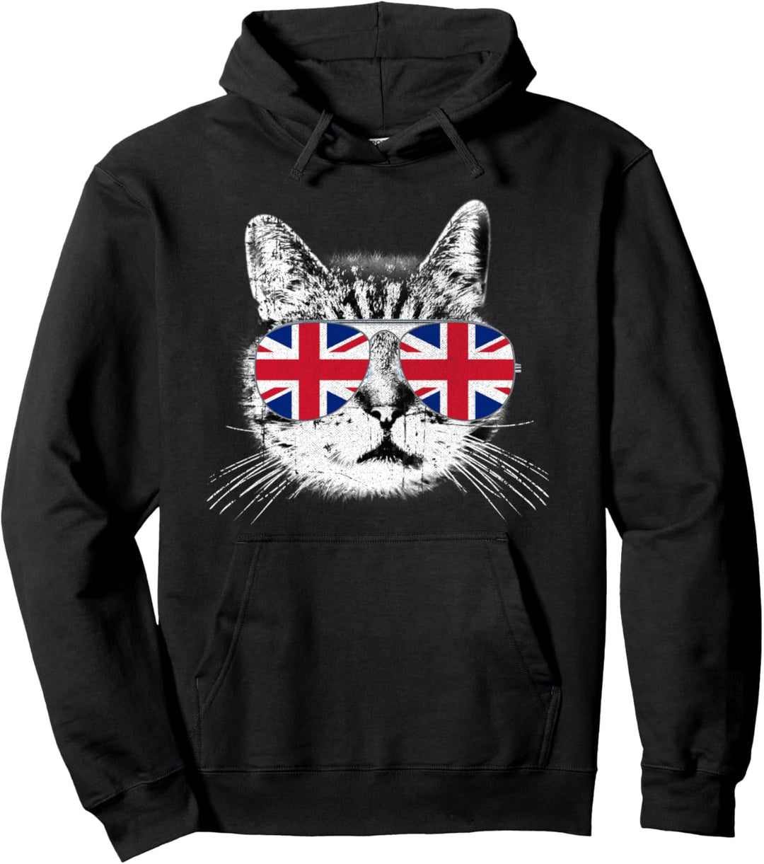 UK Union Jack Flagge Englisch England Cat Lover Pride British Pullover Hoodie