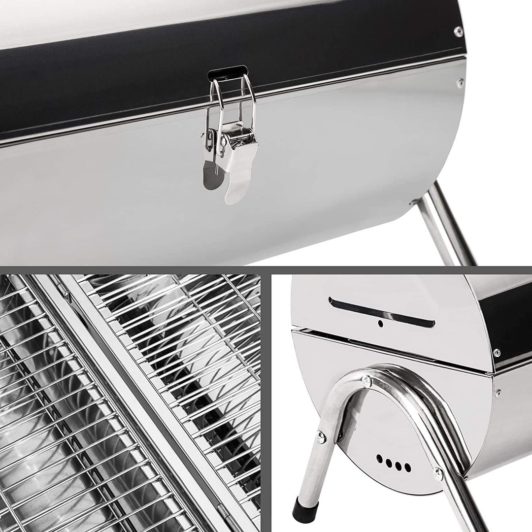 RESCH 502598 mobiler Holzkohle Grill klappbar, Edelstahl Tischgrill tragbar, Holzkohlegrill ideal fü