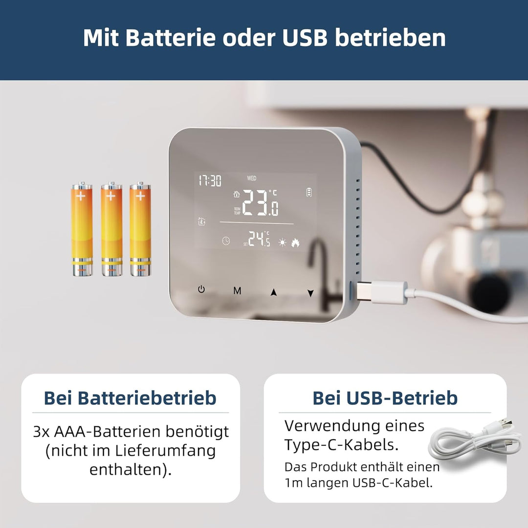 Beok Thermostat Heizung Digital, Programmierbarer Raumthermostat für Steuerung des Gaskessel und Was