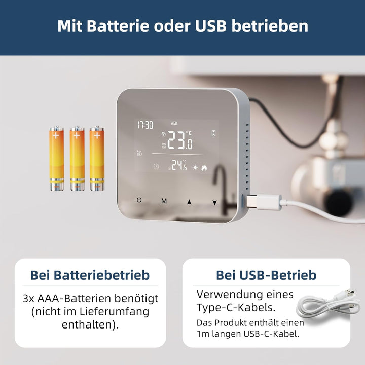 Beok Thermostat Heizung Digital, Programmierbarer Raumthermostat für Steuerung des Gaskessel und Was