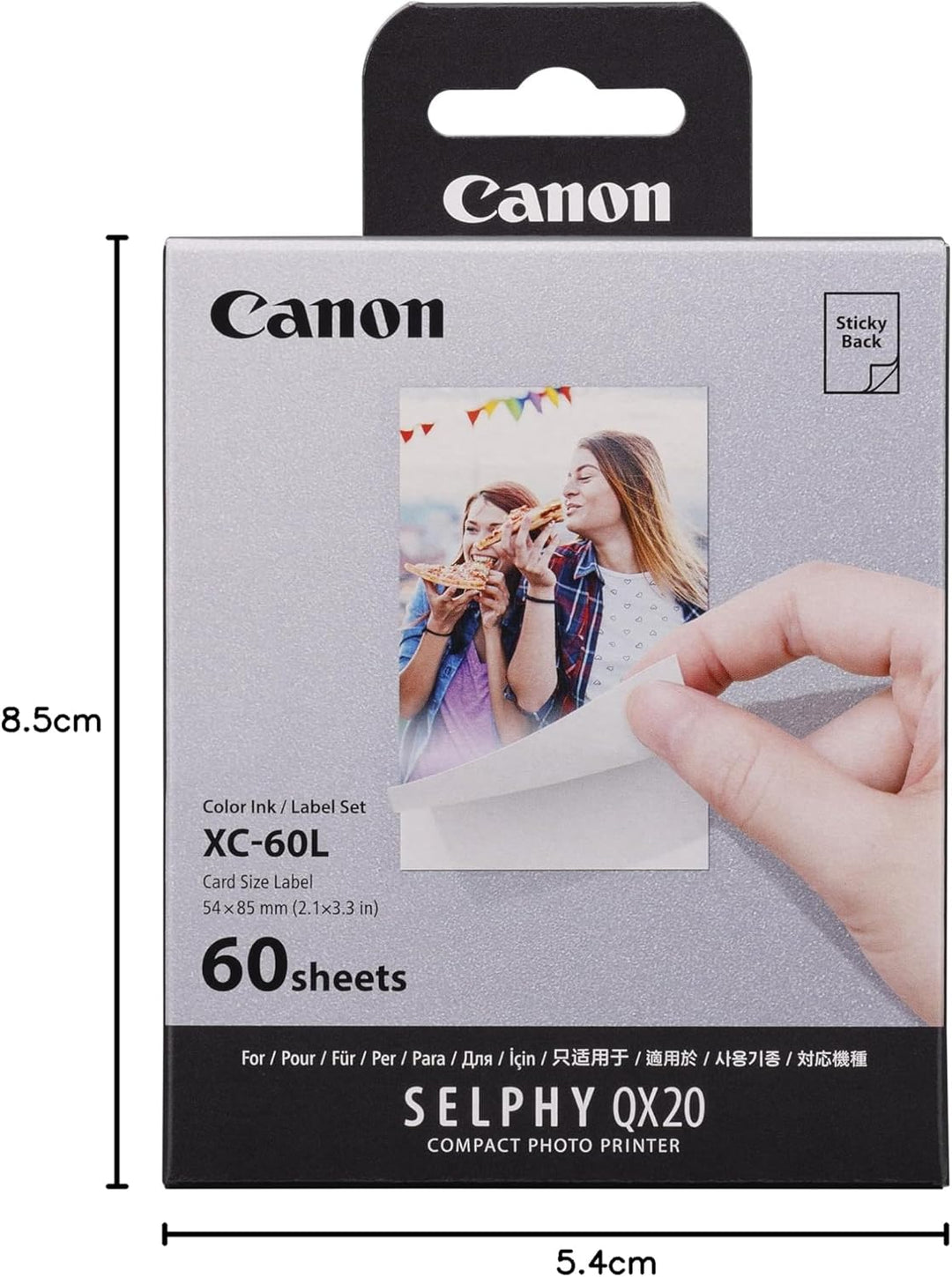 Canon XC-60L Farbband und Papierset mit 60 Blatt - Fotopapier für Canon Selphy QX20 Mini Fotodrucker