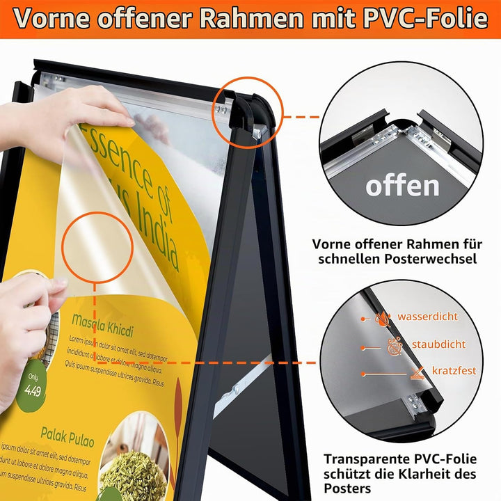 VAIIGO Kundenstopper DIN A1 Kundenstopper Outdoor Plakatständer Wetterfest Schwarz, Aluminium Aufste