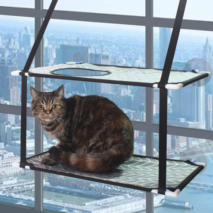 Katzen Fensterliege für Katzen,Katzenbett Fensterbank Doppelte Hängematte Fenster mit 6 stabilen Sau