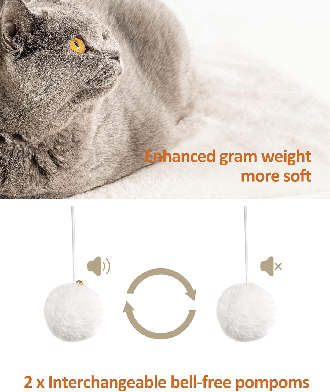 FourFurPets 3-stufiger moderner Kratzbaum, 111 cm hoch, Katzenbaum, mit 2 Voll Sisal Kratzsäulen, 3
