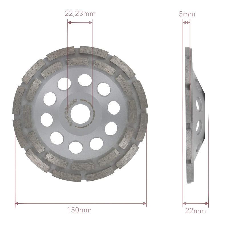 PRODIAMANT Diamant Schleiftopf 150mm Beton universal 150 x 22,2 Premium Schleifteller doppelreihig S