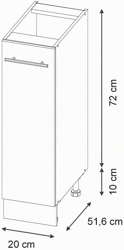 Vicco Apothekerschrank Fame-Line, Weiss Hochglanz/Weiss, 20 cm | ohne Arbeitsplatte, zur Kombination