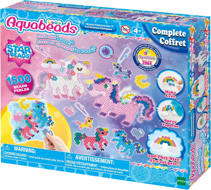 Aquabeads 31944 Mystisches Einhorn Bastelset, Multi Color & 31520 Glitzerperlen - Nachfüllset Nachfü