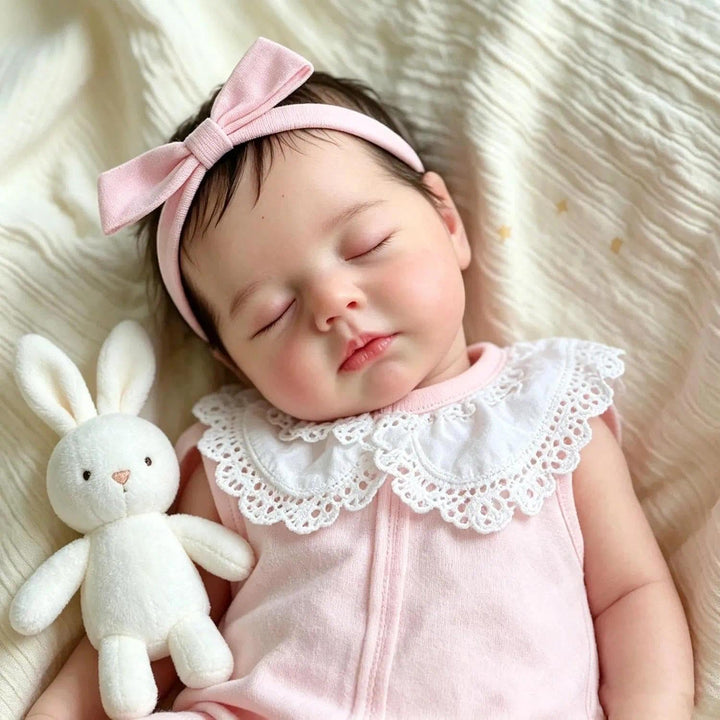 Zero pam Reborn Baby Vollsilikon Lebensecht Mädchen, 50CM Reborn Baby Mädchen, Silikon Puppe Mit Haa