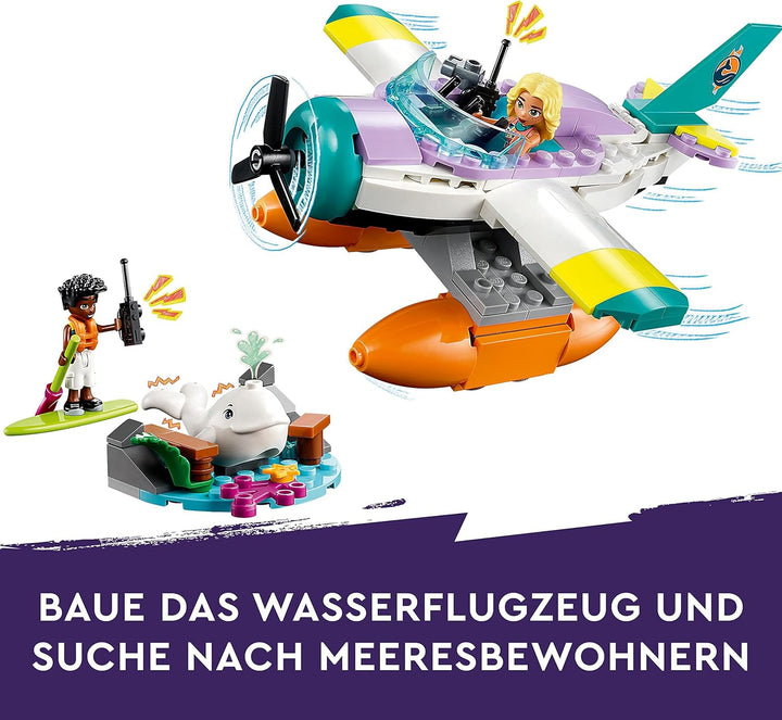 LEGO 41752 Friends Seerettungsflugzeug, Flugzeug-Spielzeug mit Wal-Figur und Mini-Puppen, Tier-Pfleg