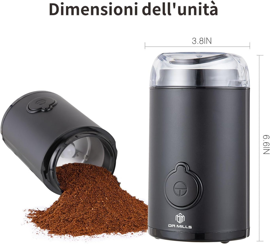 DR MILLS DM-7438 Elektrische Gewürz- und Kaffeemühle, Messer, Tasse bestehen aus SUS304 rostfreiem S