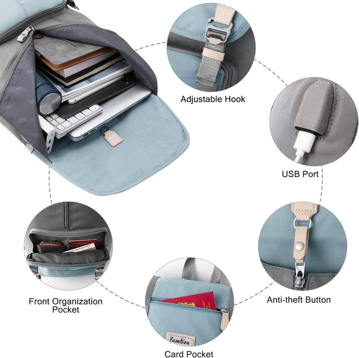 YAMTION Laptop Rucksack 17 Zoll für Damen &amp; Herren,Rucksack Schule Mädchen Schulrucksack Frauen Schu