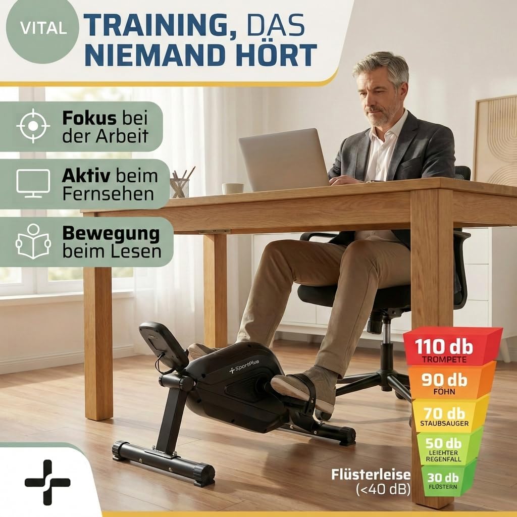 SportPlus | 2022 Modell | Beintrainer für zuhause &amp; Büro, Mini-Heimtrainer mit Magnet-Bremse &amp; 8 Wid