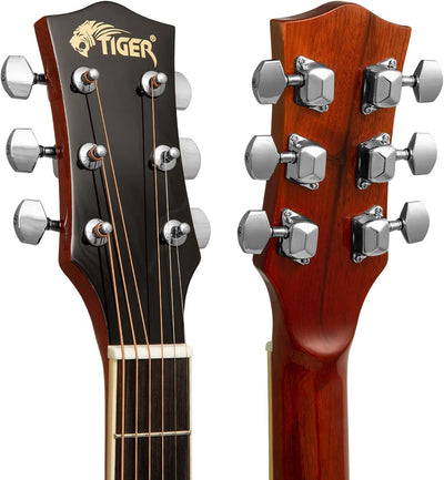 TIGER Akustikgitarre für Anfänger, kleiner Korpus, volle Grösse, Sunburst, sunburst