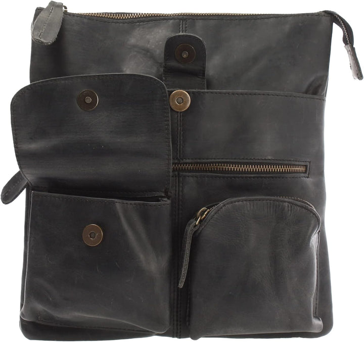 LECONI Umhängetasche Rinds-Leder kleine Schultertasche Damen + Herren Vintage-Look Schultertasche Le