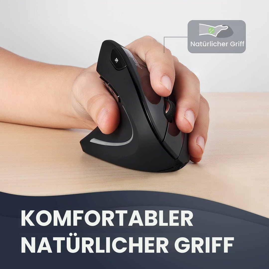 Perixx PERIMICE-713 Ergonomische Linkshänder Maus - Vertikales Design - 2,4GHz - 800/1200/1600 DPI K