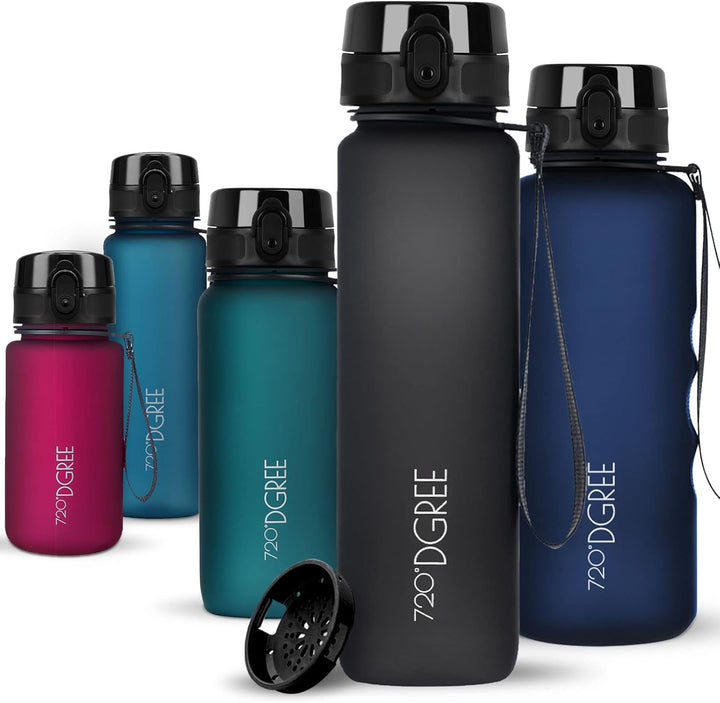 720°DGREE Trinkflasche 1l Sport “uberBottle“ softTouch +Sieb - BPA-Frei - Wasserflasche für Uni, Arb