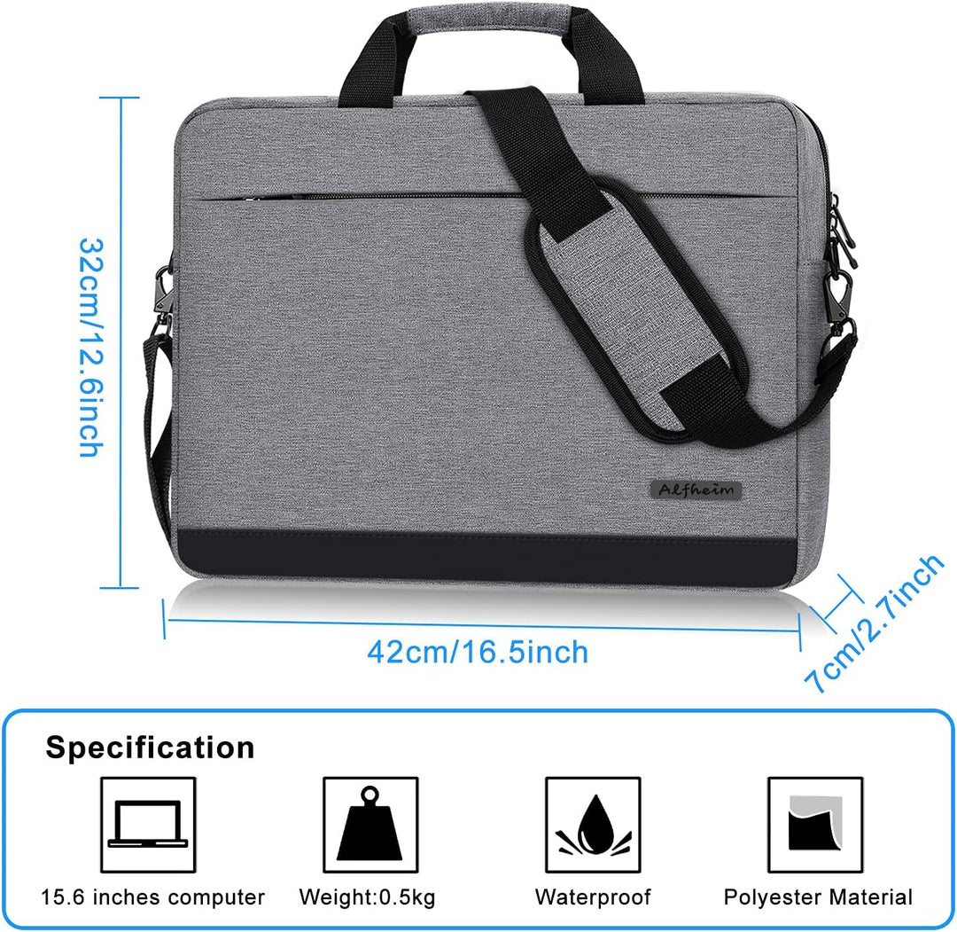 Alfheim Laptoptasche mit Schultergurt 15.6/16 Zoll Herren Damen Leichte Wasserdichte Weiche Computer
