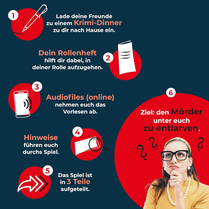 Krimidinner für Zuhause Après-Ski und Alibi für 6-8 Personen perfekt für Weihnachten Silvester und d