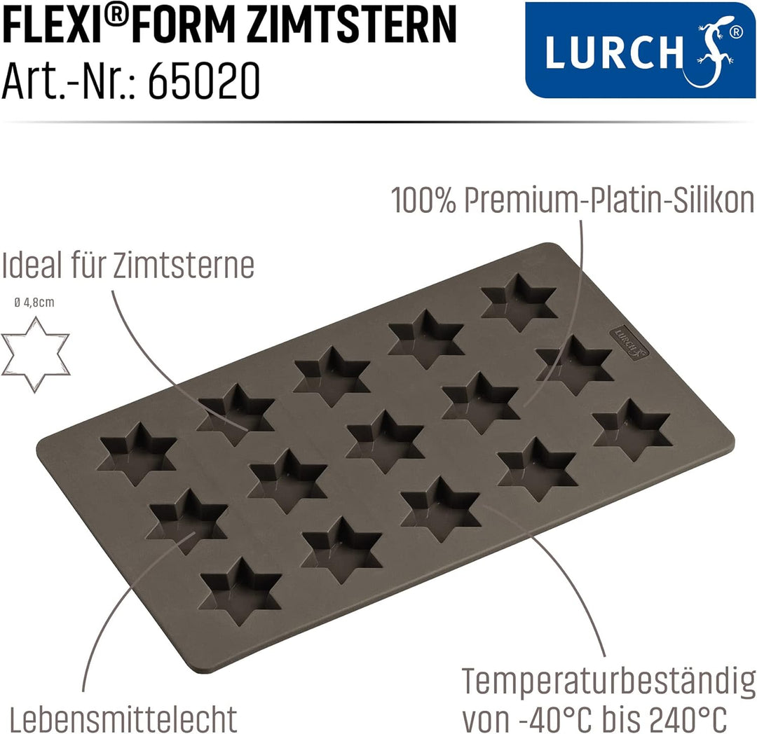 Lurch 565020 FlexiForm Zimtsterne 2er Set / 2 Backformen für Kekse je 17 x 30 cm braun, Zimtsterne 2