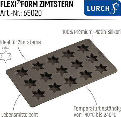 Lurch 565020 FlexiForm Zimtsterne 2er Set / 2 Backformen für Kekse je 17 x 30 cm braun, Zimtsterne 2