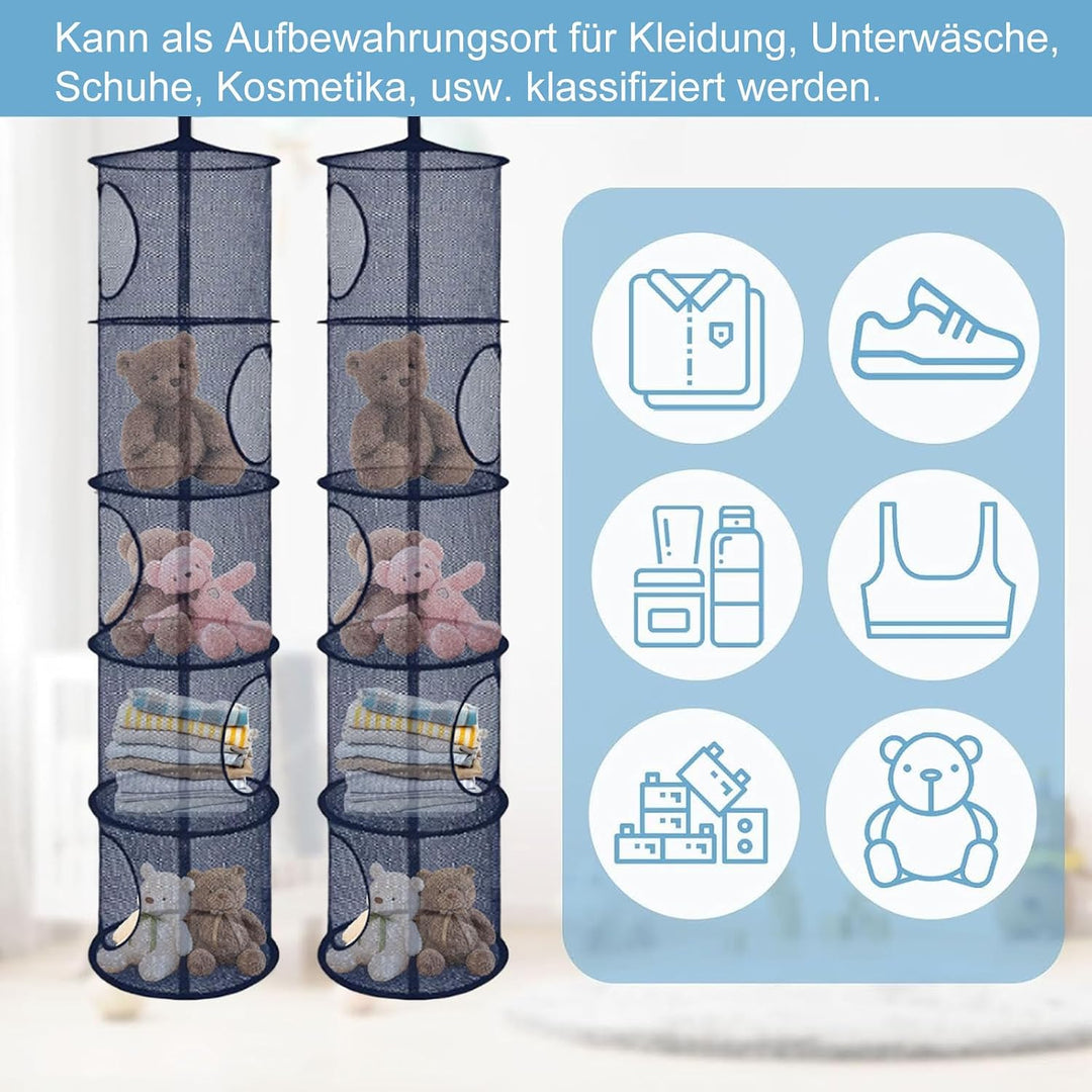 Hängeaufbewahrung, 2 Stück Faltbare Hängeaufbewahrung Organizer, 5 Fächer Hängeregal Mesh Hängende N