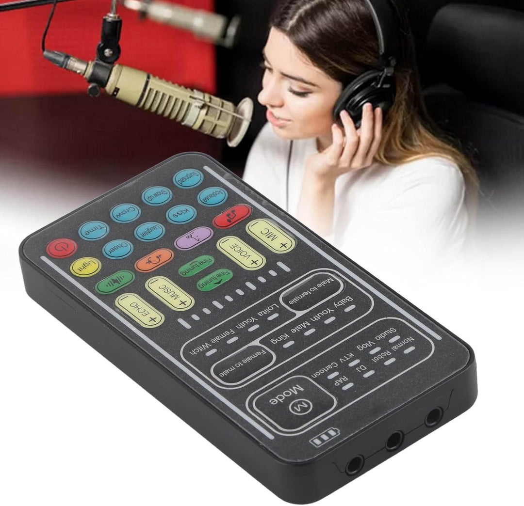 Annadue Voice Changer, I9 Voice Changer Set Tragbarer -Soundkarten-Live-Streaming-Mixer mit Mikrofon