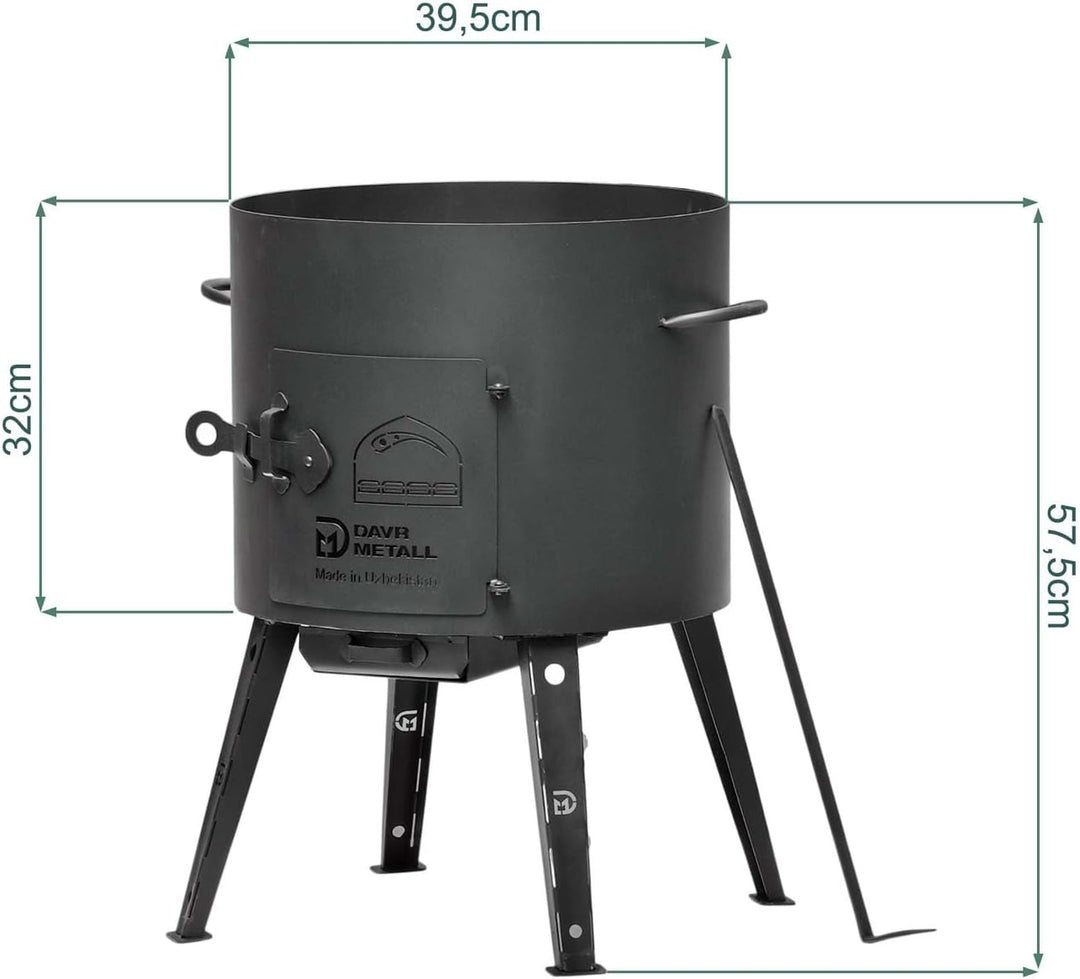 Utschak Ø40 Uchag 12L Kazan Wok Grillfächer Schaumkelle Eintopfofen Utschag Учаг Campingofen Orienta