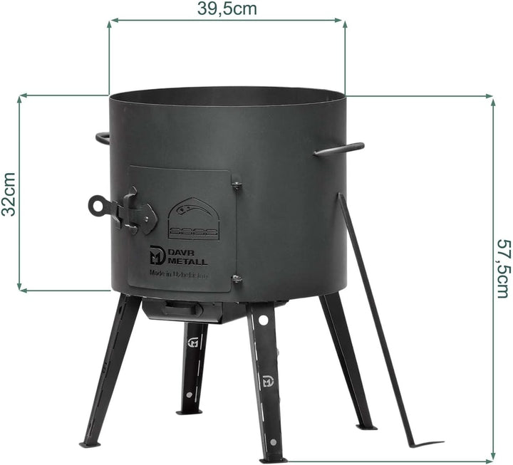 Utschak Ø40 Uchag 12L Kazan Wok Grillfächer Schaumkelle Eintopfofen Utschag Учаг Campingofen Orienta