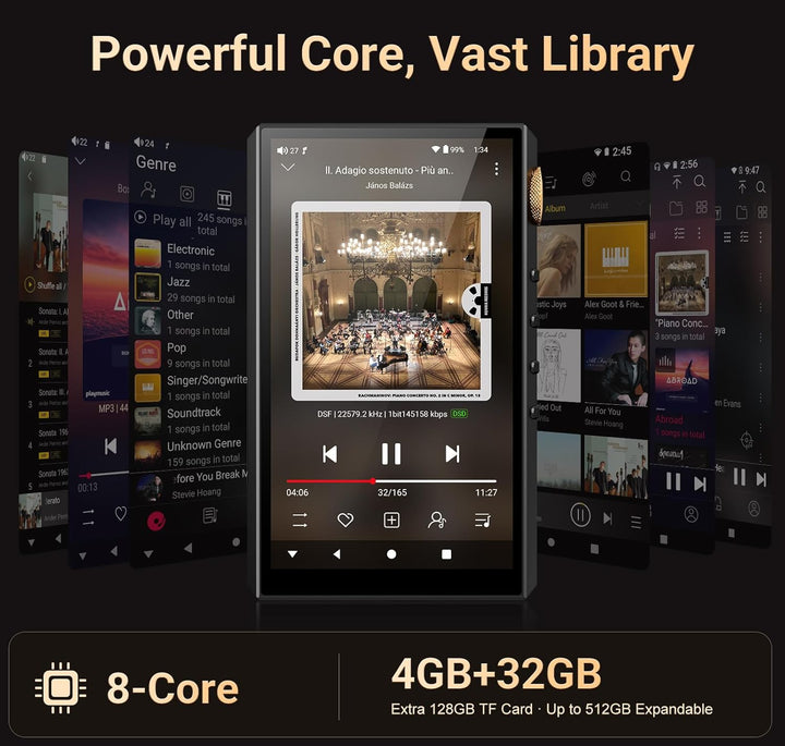 160GB Hi-Res Audio Player, Oilsky HiFi MP3 Player Bluetooth und WiFi, 4,02" Digitaler DSD512 Verlust