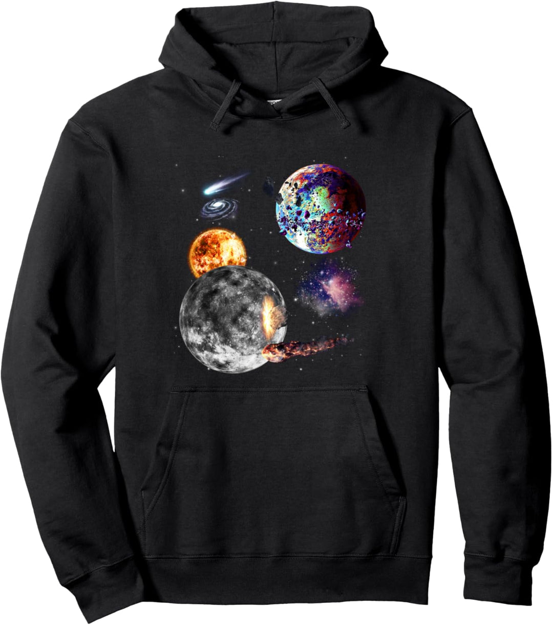 Weltraum Universum Motiv Planeten Sonne Sonnensystem Galaxie Pullover Hoodie