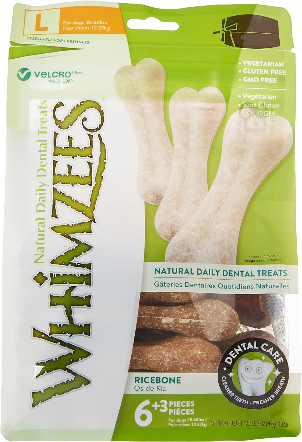 WHIMZEES Stix, natürliche, getreidefreie Zahnpflegesnacks (30 Stück), Grösse L &amp; Reisknochen, natürl