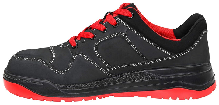 ELTEN Sicherheitsschuhe MAVERICK black-red Low ESD S3, Damen und Herren, Leder, Stahlkappe, leicht,