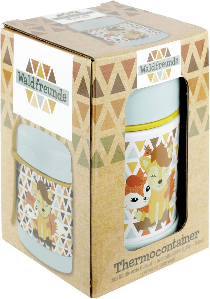 P:os 34329 - Thermo-Behälter aus Edelstahl im süssen Waldfreunde Design, 350 ml, auslaufsicherer Iso