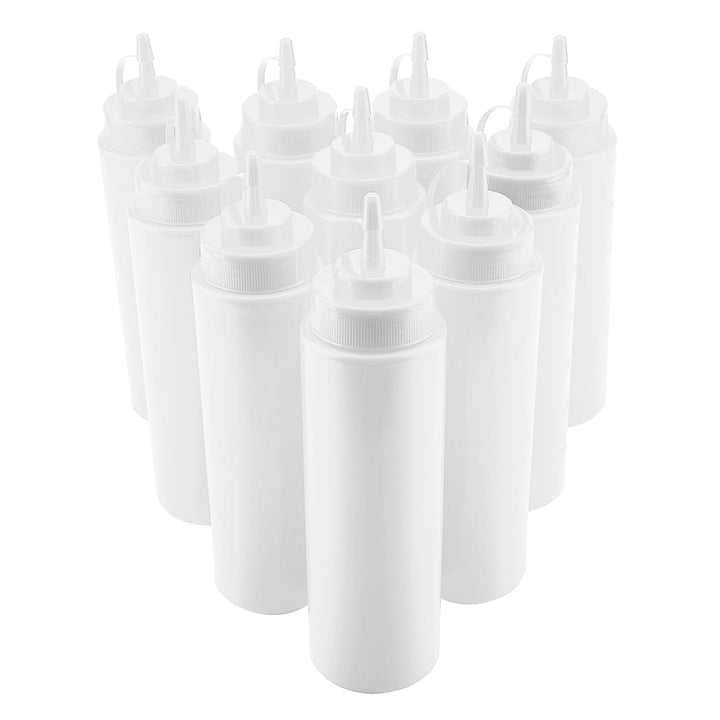 FOUF Squeeze-Flasche, Squeeze-Gewürzflaschen aus Kunststoff, Gewürzspender für Saucen-Ketchup(Weiss)