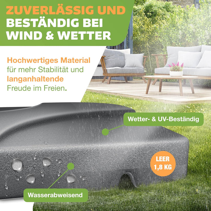KESSER® Sonnenschirmständer 4-teilig Schirmgewicht Schirmständer für Ampelschirm Bodenkreuz 60 Liter