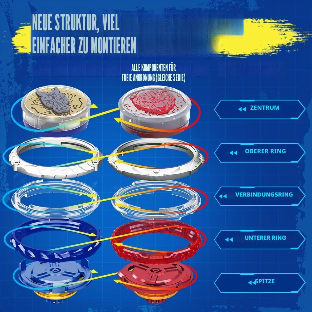 INFINITY NADO Kreisel für Kinder Metall Spielzeug Jungen, Battle Tops Kreisel Launcher Spielzeug, Sp