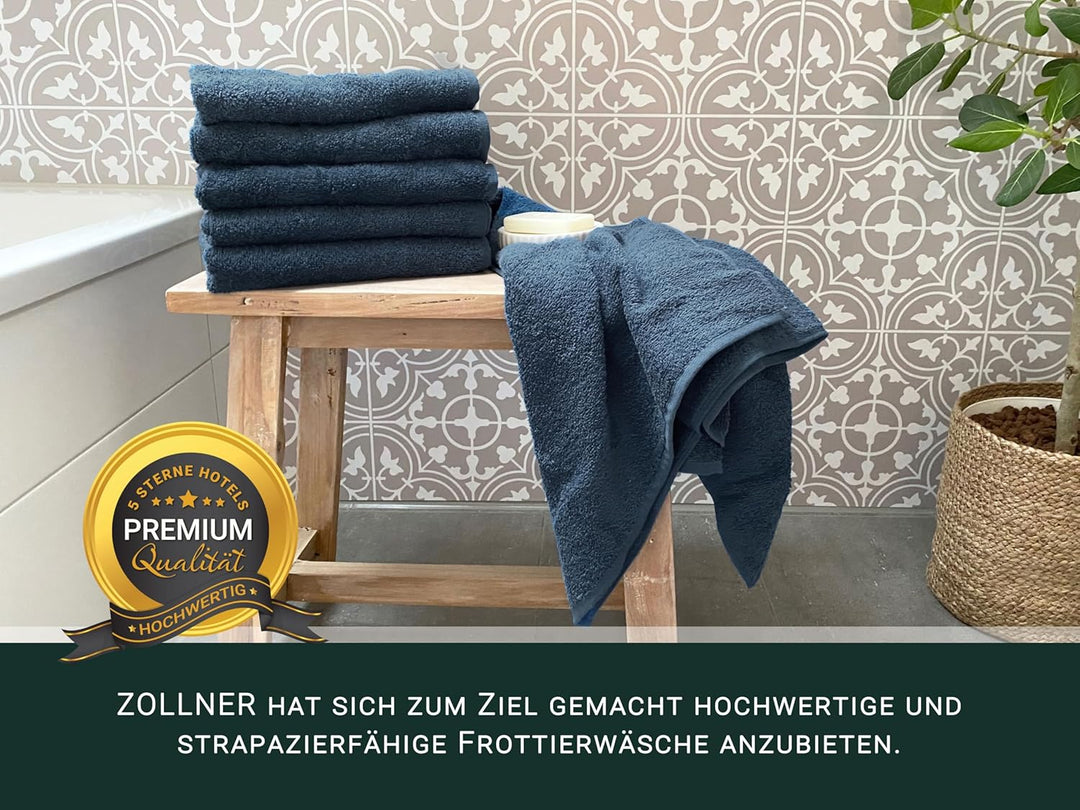 ZOLLNER 10er Set Handtücher, kleine Duschtücher, 50x100 cm, Baumwolle, Marine 10x Handtücher Dunkelb