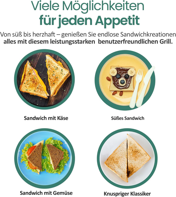 Emerio XXL Sandwichtoaster für alle Toastgrössen geeignet, BPA frei, grosse Muschelform, leicht zu r