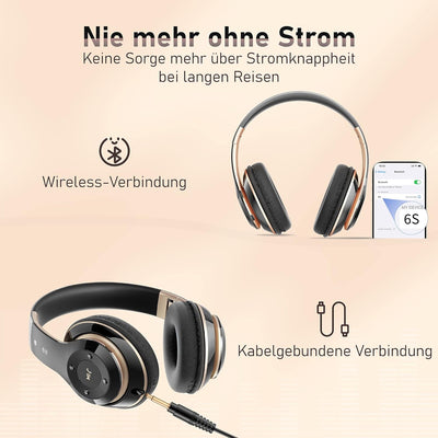 Lankey Sound Kopfhörer Kabellos Bluetooth, Bluetooth Kopfhörer Over-Ear mit 6 EQ Modi, 65 Std Kabell