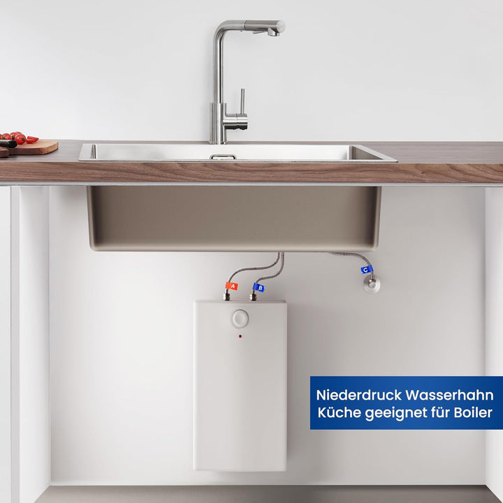 Niederdruck Armatur Küche Ausziehbar CECIPA, Wasserhahn Küche 3 Anschlüsse, Küchenarmatur Niederdruc