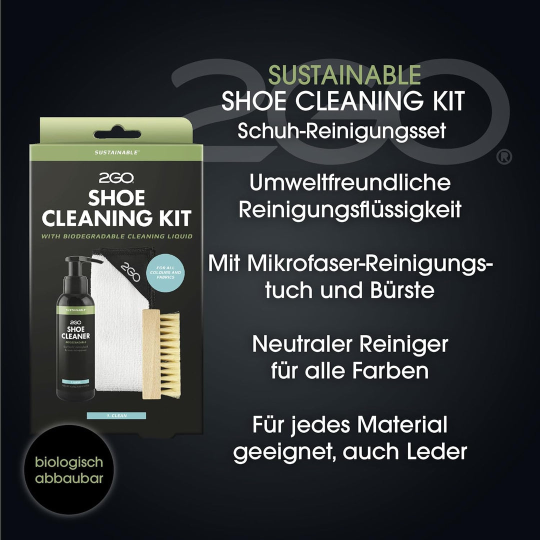 2GO Schuh-Reinigungsset - Sustainable Shoe Cleaning Kit, Umweltfreundlich, Mikrofasertuch, Bürste, a